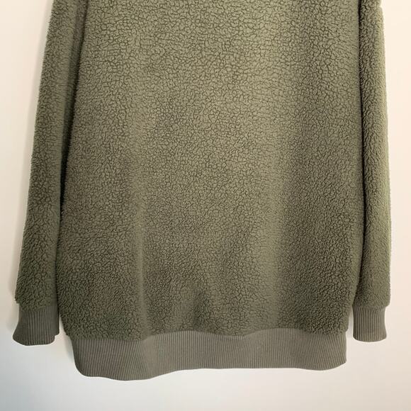 Athleta Talus Olive Green Sherpa 1/2 Zip Pullover Jacket Womens Large - Picture 7 of 16